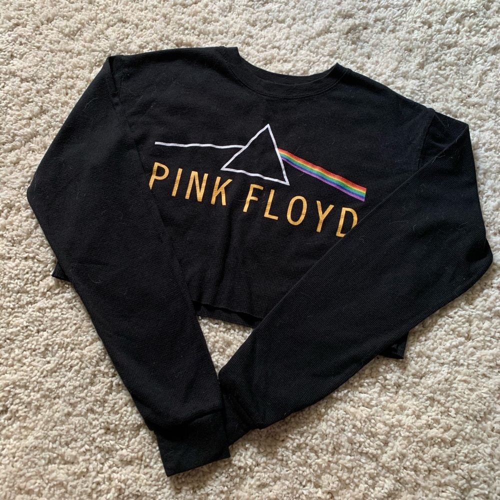 Forever 21 pink floyd long sleeve crop top